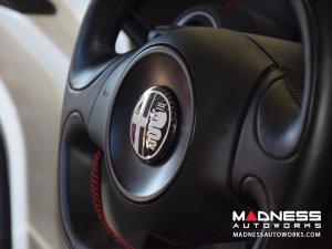 Alfa Romeo 4C Carbon Fiber Badge Cover Kit - Alfa Romeo Logo in White